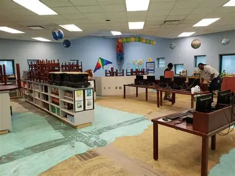 Floor preparation underway in an institutional computer room